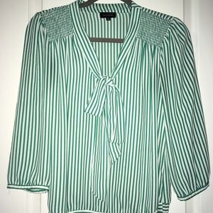 The Limited teal-ish/green & white striped blouse.